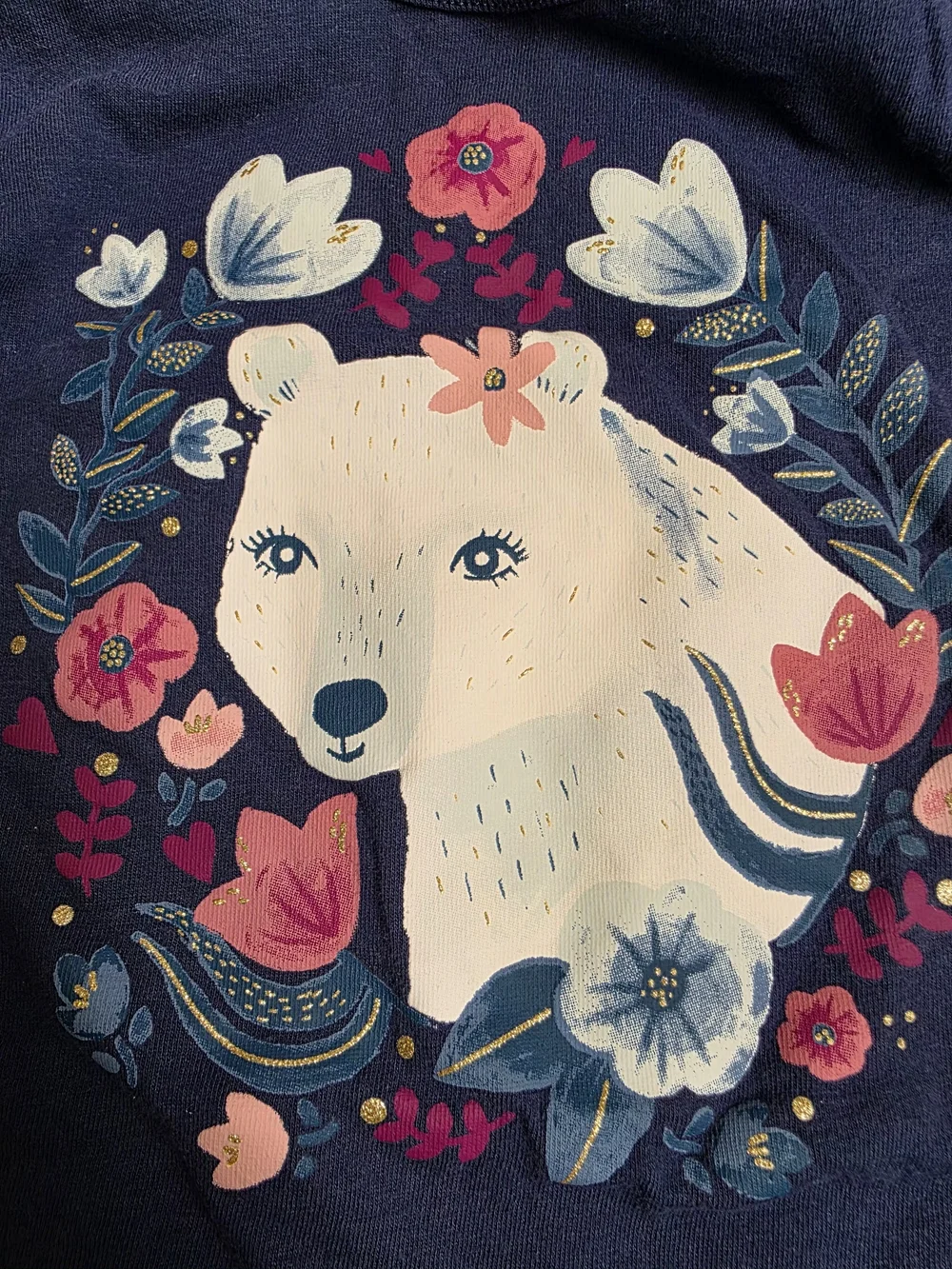 Carter's Navy Bear and Floral Long-Sleeve Tee